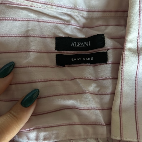 Pink Striped Alfani Dress Shirt - Medium - Picture 4 of 5